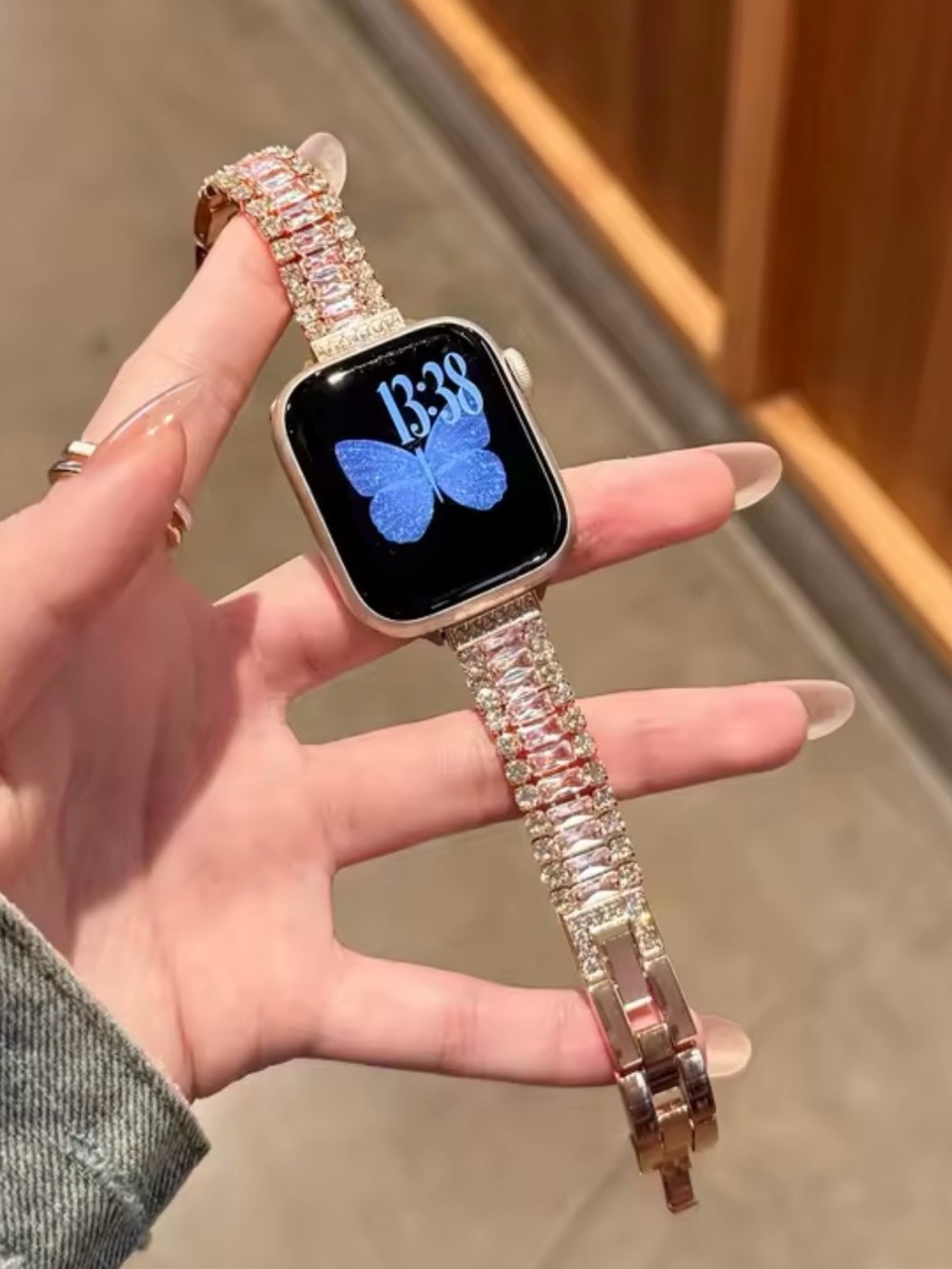 Apple Watch Rose Gold Crystal Bracelet Band 38-49mm